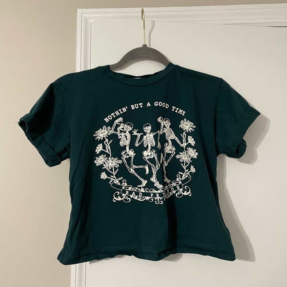 Philosophy of Love Crop Top with Skeleton Graphic